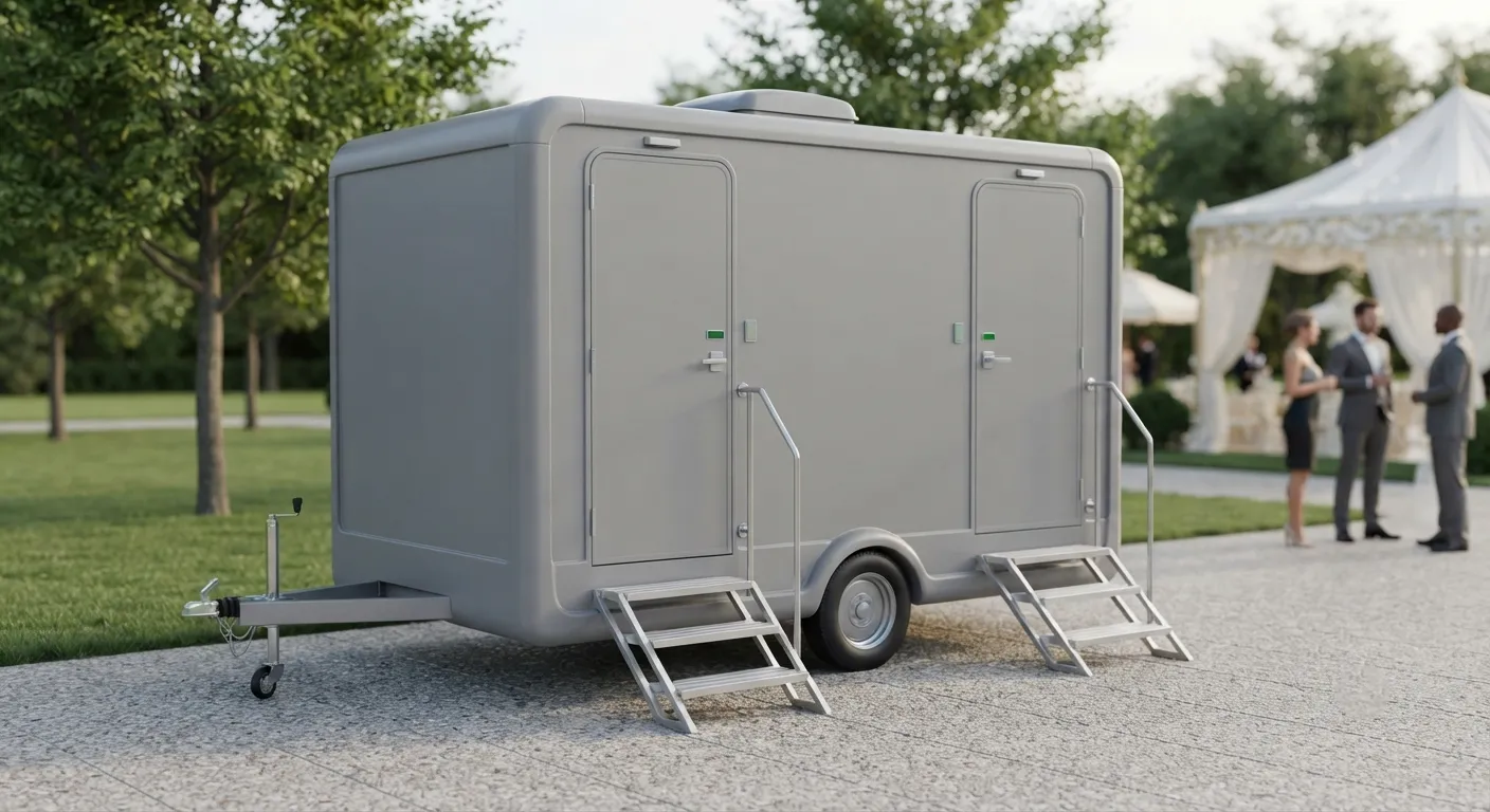 2 stall restroom trailer from our Stamford fleet