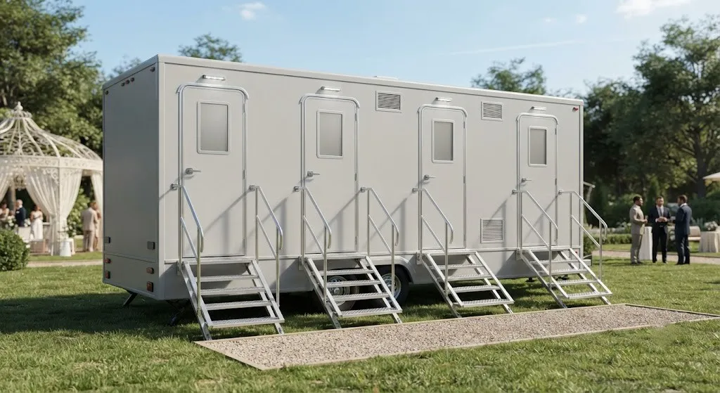 4 stall restroom trailer from our Stamford fleet